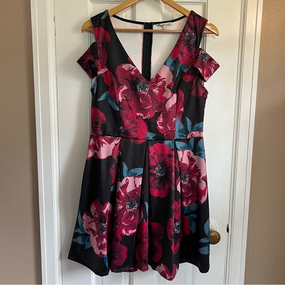 Charlotte Russe Floral Mini Dress - Black and Pink